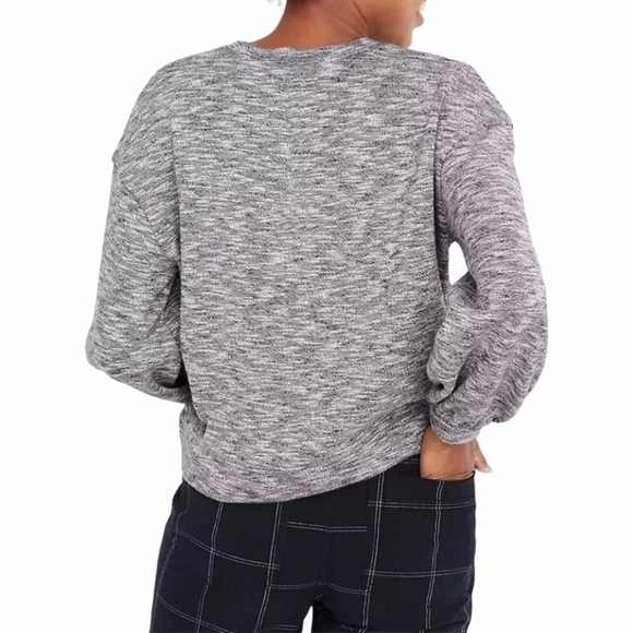 Madewell Textured Crewneck Sweatshirt Size Small Gray Slub Knit - Picture 3 of 10